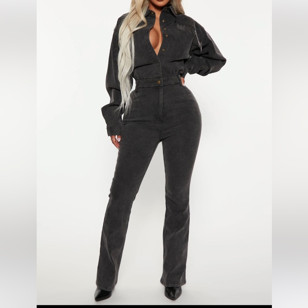 Black Jean Jump Suit